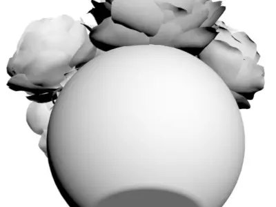 Glass vase with flowers 3D model