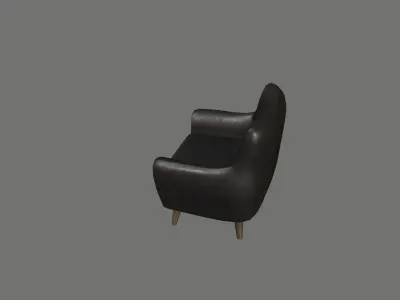Black Leather Armchair  Low-poly 3D model