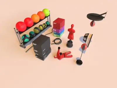 Gym Equipment Low-poly 3D model