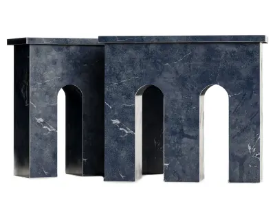 Pillar Marble Bookends and Books Decoration 3D model