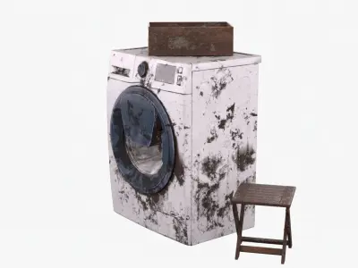 4K ruined laundry  decoration 3D model