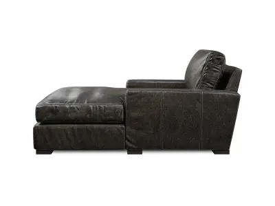 Maxwell Black Leather Chaise 3D model