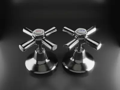 Water Tap Faucets - Hot and Cold Low-poly 3D model