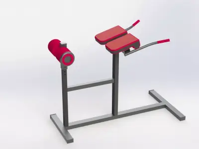 Hyperextension exercise machine with handle 3D model