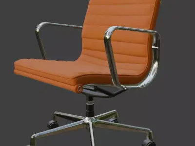 Modern Orange Executive Office Chair - High Detail 3D Model 3D model