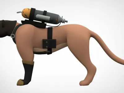 TF2 Pyro Cougar Low-poly 3D model
