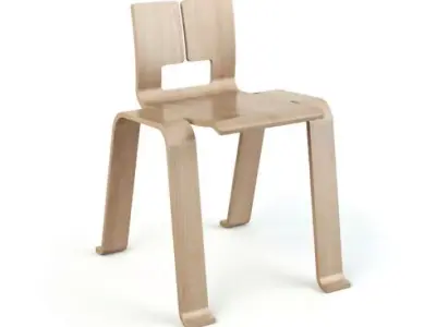 Wooden Armless Chair 3D model