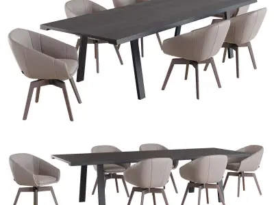 Montis Doble Dining Table Set 3D model