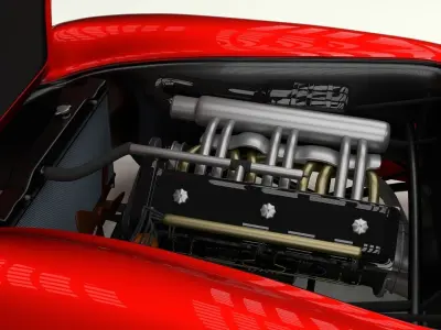 Fully Modelled Mercedes 300SL Roadster Red HDRI 3D model