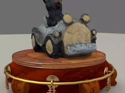 Chinese display stand with bear car   3D model
