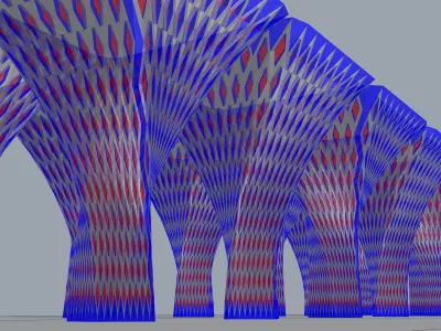 Parametric Diamond Panels Columns Arcade 3D model