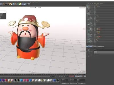Chinese God of Wealth Cartoon 3D model