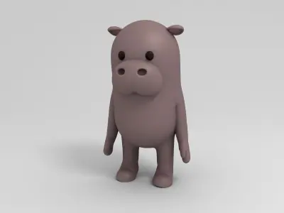 Rigged Cartoon Hippopotamus 3D model