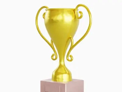 Gold Trophy Cup 02 Low-poly 3D model