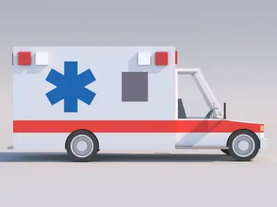 Cartoon Low Poly Car Ambulance Low-poly 3D model