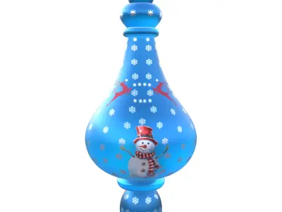 Blue Glass Christmas Snowman Ornament Bauble 3D Model PBR  Ready Low-poly 3D model