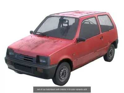 Set of 5 classic cars with interior and color variants az9 3D Model Pack