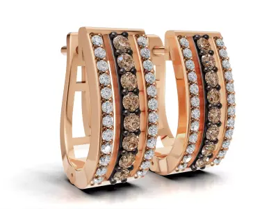 AV 741 Diamond Womens Huggies Hoop Earrings 3D print model