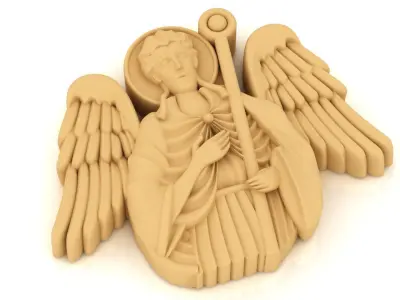 3 saints angel holding cross 3D print model