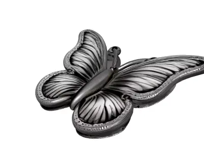 Luxury Diamond Silver Butterfly Brooch Low-poly 3D model