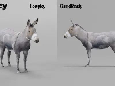 Donkey Animals lowpoly Low-poly 3D model