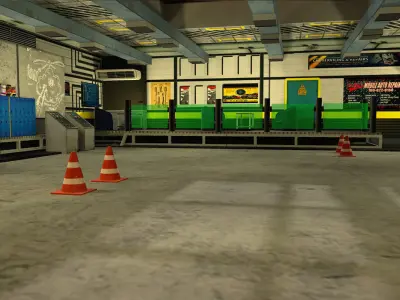 Low Poly Garage in video game Low-poly 3D model