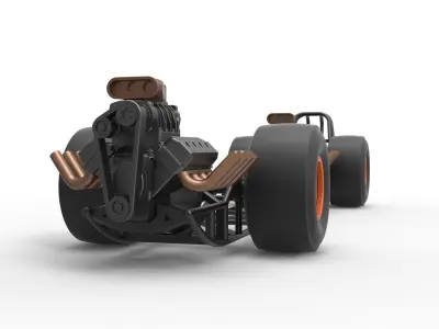 Front engine AWD dragster Scale 1 to 25 3D print model
