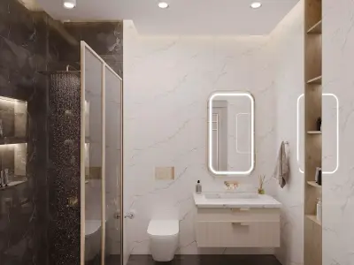 Modern Bathroom Interior Scene 3D model