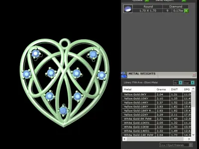 light weight yellow  gold diamond pendent -DOC-P8103 3D print model