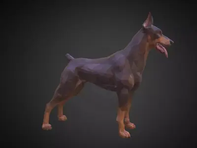Doberman Brown Low Polygon Art Animal Low-poly 3D model