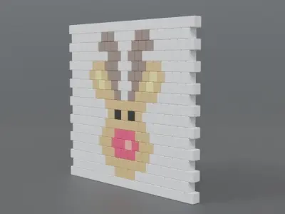 Low Poly Cartoon Rudolph Brick Wall Low-poly 3D model