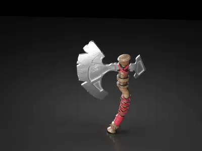 High Poly Battle Axe Game 3 Model Low-poly 3D model