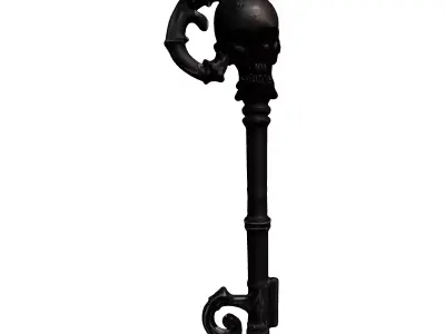 Ornate Gothic Skull Key Low-poly 3D model