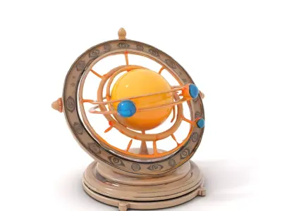 Celestial Orrery Bronze model pack Low-poly 3D model