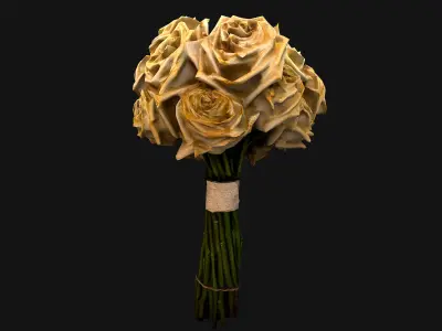 White Roses Bridal Bouquet Low-poly 3D model