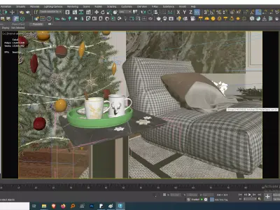 Cozy Christmas Living Room Scene 3D Model 3D model