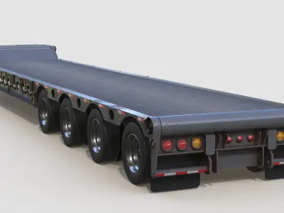 Oilfield Scissor Neck Tri-Axle Quad-Axle and Penta-Axle Trailers Low-poly 3D model