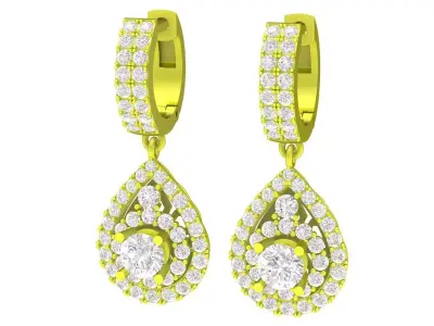 5885 luxury diamond fashion drop hoop earrings 3D print model