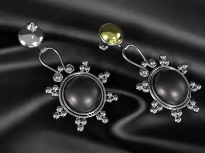 earrings pair of on mannequin head 3D model