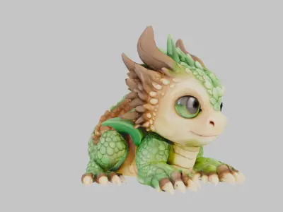 Adorable Emerald Hatchling 3D Model Low-poly 3D model