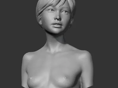HD girl bust O 3D print model 3D print model