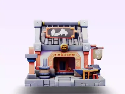 Stylized Medieval Blacksmith Shop 3D Model 3D print model