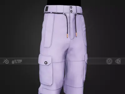 Light Violet Snowboard Pants Style 2 Low-poly 3D model