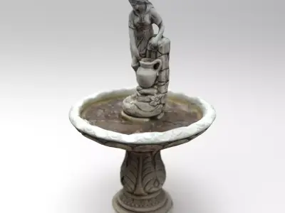 Rustic Lady Water Fountain Sculpture Low-poly 3D model
