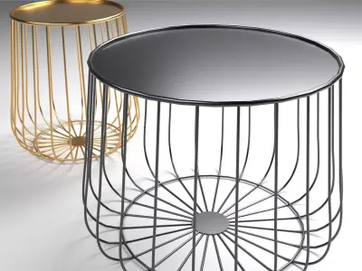 Nordic Gold and Black Wire Coffee Table Free 3D model