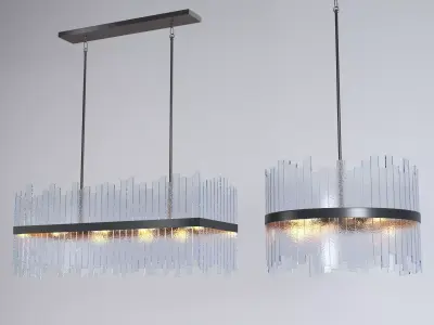 Sander Staggered Glass Chandelier Circular and Rectangular 3D model