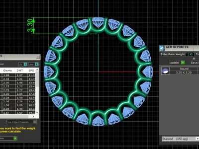 U Shaped Eternity Ring 3 point 2 mm stone size swiss 8 and EU48 3D print model