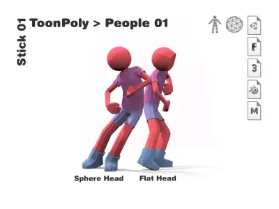 ToonPoly - People 01  Low-poly 3D model