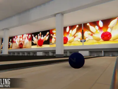 Bowling - interior and propsBowling - interior and props Low-poly 3D model