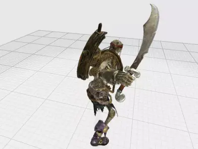 Spinal fighting swashbuckler Low-poly 3D model